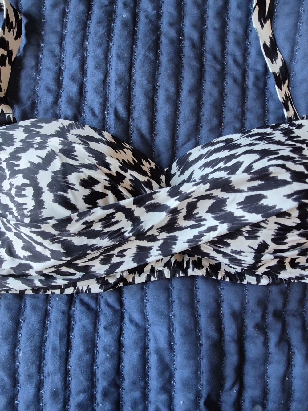 knix Black and White Animal Print Bikini Top